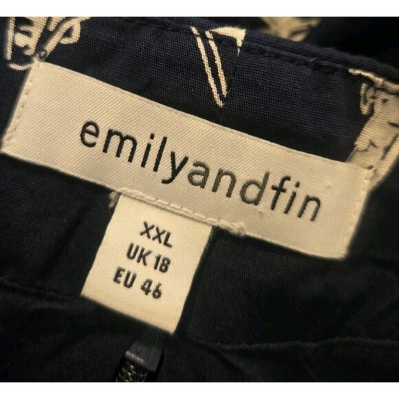 Emily and Fin Blue Airplane Print Dress XXL Fit & Flare Pleated Midi 100% Cotton - Picture 8 of 9